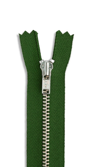 YKK Metall Hosen Reißverschluss silber 078 - dunkelolive | 16cm