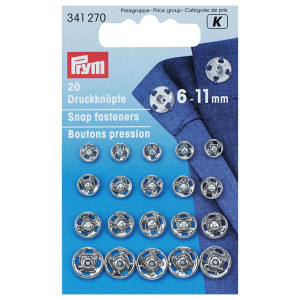 PRYM Annäh-Druckknöpfe MS 6-11 mm silberfarbig