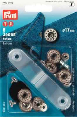 PRYM NF-Jeansknopf Sterne offen 17 mm altmessing/mattweiß