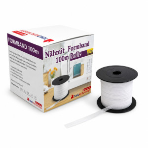 Meterware - Formband zum Aufbügeln 12mm schwarz / weiss 501 - weiss