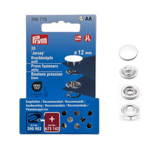 PRYM Jersey Druckknöpfe 12mm verschiedene Farben 501 - weiss