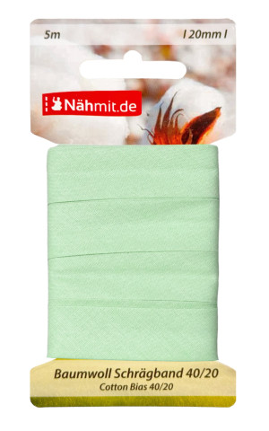 Nähmit 5m Karte Baumwoll Schrägband, 100% Baumwolle 40/20 823 - pastellgrün