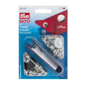 PRYM Anorak Druckknöpfe 15 mm silberfarbig