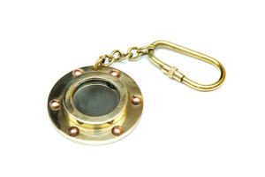 Brelok  mosiężny - mini bulaj - lusterko KEY-0134B