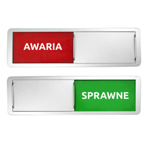 Przesuwna tabliczka magnetyczna samoprzylepna AWARIA / SPRAWNE - srebrna