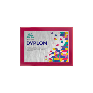 Dyplom / Certyfikat / Ryngraf na drewnianym podkładzie MDF 15x20 cm kolor rubinowy RUBY