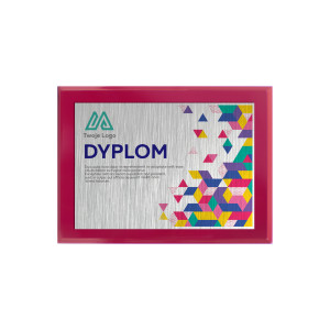 Dyplom / Certyfikat / Ryngraf na drewnianym podkładzie MDF 20x25 cm kolor rubinowy RUBY