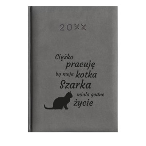 Wzory w070 CIĘŻKO PRACUJĘ KOTKA Kalendarz 2027 A5 na prezent, grawer
