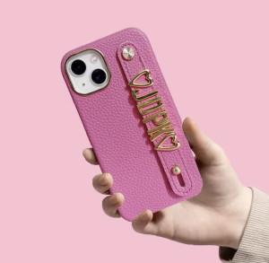 Różowe etui z paskiem z imieniem Iphone 16 plus
