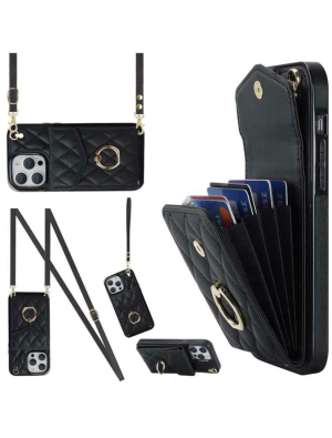 Czarny akordeon z ringiem etui Iphone 16 pro max