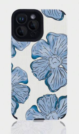 niebieskie kwiaty etui Iphone 16 pro max