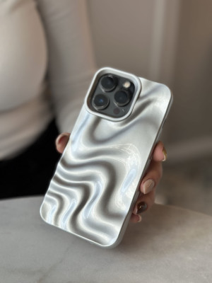 srebrne fale etui iphone 12 pro max