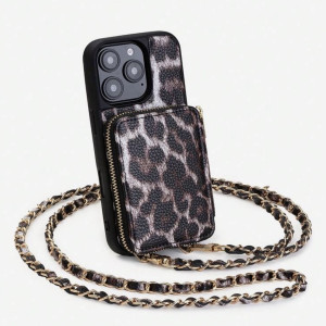 etui panterkowe na sznurku z portfelem Iphone AIR