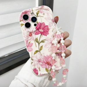 etui w różowe kwiaty ze smyczką Samsung A53 5G