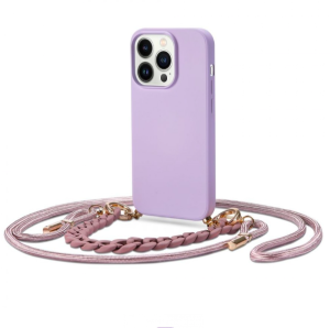 Etui lawendowe z łańcuchem na smyczy Iphone 14 pro max