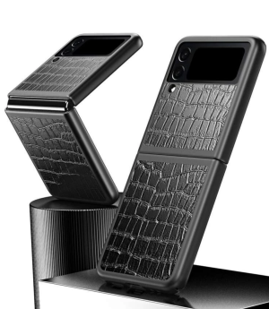 Etui krokodylek czarne Galaxy Z Fold 3 5G