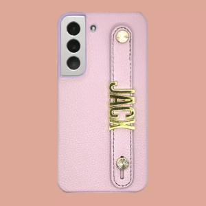 Pudrowy róż etui z paskiem z imieniem Samsung S22