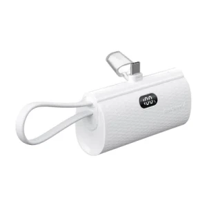 F-ENERGY Power Plug F5K3 powerbank 5 000mAh z wbudowanym złączem Typ C PD 20W biały