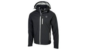 Schwarze Softshelljacke für Herren mit silbergrauen Details (Größe: M)