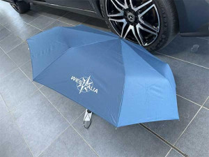 Westfalia Regenschirm marineblau – kompakter Taschenregenschirm mit Doppelautomatik