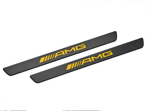 Mercedes-Benz Wechselcover Edelstahl Schwarz/Gelb mit LED AMG-Schriftzug, vorne, 2-fach,  - A1776804607