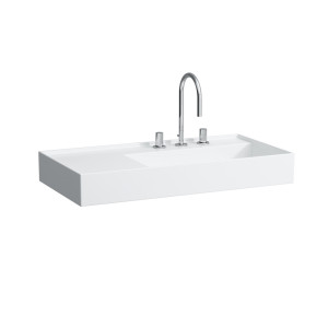 Waschtisch Kartell · LAUFEN 900x460, 2 Hahnlöcher, weiß mit LCC, 81033.9, 8103394008151 H8103394008151