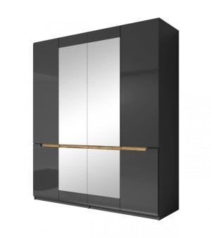 Neuesbad Drehtürenschrank HL1-20, 181 cm x 213 cm x 60 cm,grau/grau hochglanz/Appenzeller Fichte NBHL1-20-grau