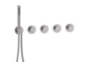 Herzbach MODUL7 PUSH Thermostat-Farbset 3 Verbraucher Edelstahl, 70.703003.1.09 70.703003.1.09