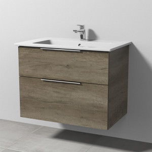 Sanipa 3way Keramik-Set Venticello Keramik-Waschtisch und Unterbau mit 2 Auszügen, Eiche-Nebraska UM32337