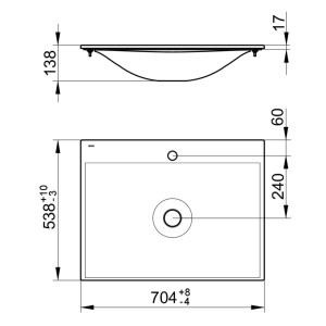 Keuco Keramikwaschtisch Edition 11 31140, B: 705, H: 17, T: 538 mm, mit Oberflächenversiegelung Clea 31140310701