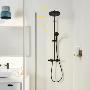 Grohe Vitalio Start - Brauseset mit Thermostat, Durchmesser 25 cm, 2 Strahlarten, schwarz matt 26677 266772431