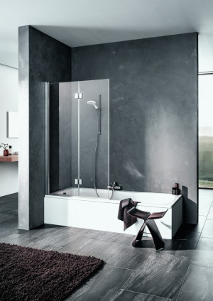 Faltwand Liga 2PL 1000x1500 BV: 980-1005, silber hochglanz ESG klar mit KermiClean LI2PL10015VPK