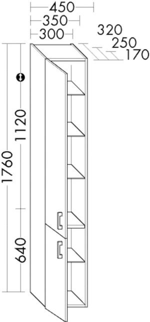 Burgbad Hochschrank Sys30 PG1 Aqua 1760x450x320 Eiche Dekor Urban, HSRG045RF5327 HSRG045RF5327