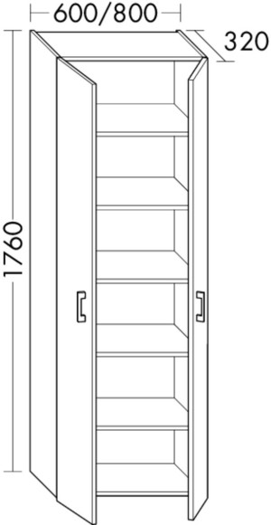 Burgbad Hochschrank Sys30 PG1 Aqua 1760x600x320 Weiß Matt, HSKA060F1719 HSKA060F1719