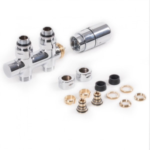 "Terma Set Thermostat Verbunddurchgangsventil 50mm CYLINDER GZ 1/2""-Ø16x2, Ø15 links, WRZT5G3-CR, C WRZT5G3-CR"