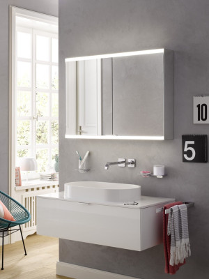 emco LED-Lichtspiegelschrank prime 2 Facelift Aufputz, 1000 mm, 2-türig, IP 20 Rückwand weiß, 949706 949706345