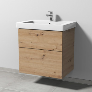 Sanipa 3way Waschtischunterbau zu Villeroy & Boch Subway 2.0 Waschtisch mit 2 Auszügen, Eiche Natura SM61385