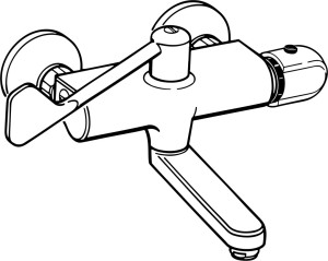Waschtisch/Spültisch-Thermostat-Batterie für Wandaufbau Hansatempra 0838 verchromt 8382202