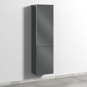 Sanipa 3way Stauraumschrank mit 1 Tür und 1 Wäschekorbklappe, Anthrazit-Glanz BS18579