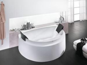Hoesch Badewanne Aviva Halbrund 1800x1185 mit zwei Kopf-/Rückenstützen 6618.010