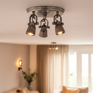 KS Verlichting Messing Plafonniere Westham Antiek Zilver