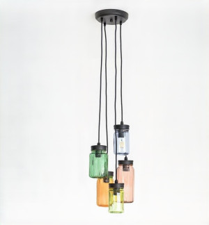 KS Verlichting Hanglamp Jar 5 antiek zwart