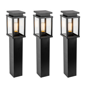 KS Verlichting 3x Jersey Tuinlamp Zwart 60cm met LED
