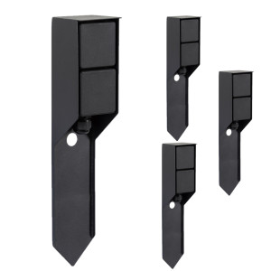 KS Verlichting Set van 4 Buitenstopcontact Double Spike Tuinstopcontact Zwart