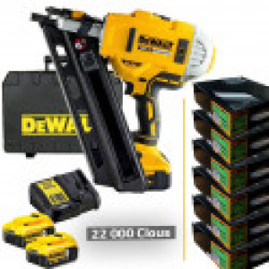 DEWALT CLOUEUR CHARPENTE DCN692P2 + 22 000 clous 70 mm annelés galva 12 µ