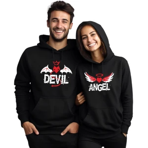 Bluzy dla par z kapturem ANGEL & DEVIL