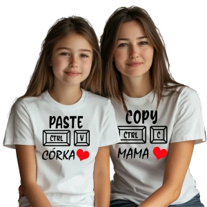 Zestaw koszulek dla mamy i córki Ctrl V i Ctrl C