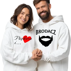 Bluzy dla par z kapturem Piękna i Brodacz