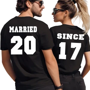 Koszulki dla par MARRIED SINCE z datą