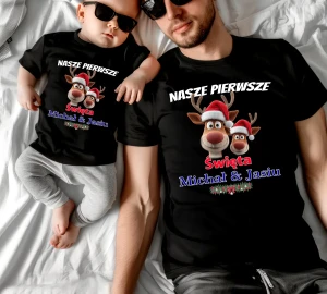 Zestaw koszulek/body NASZE PIERWSZE ŚWIĘTA Z RENIFERAMI